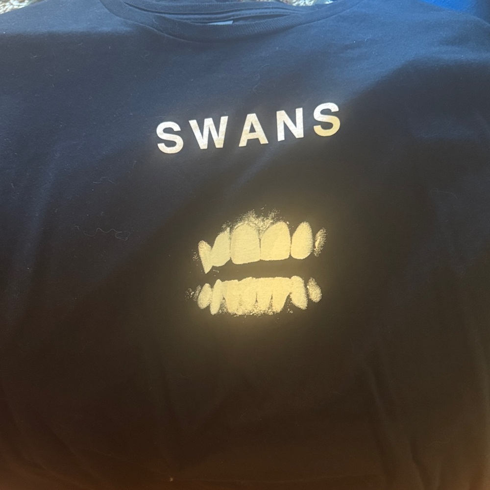 Black Graphic Tee with SWANS Print